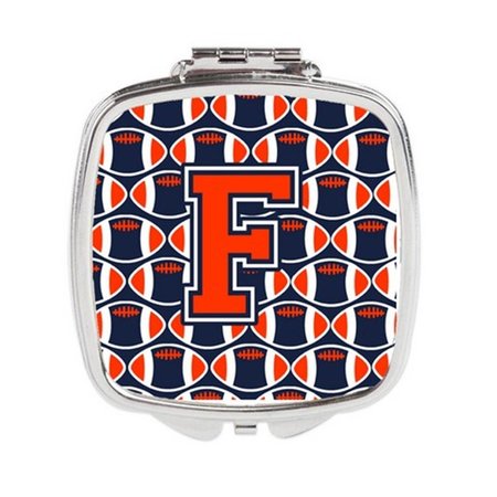 CAROLINES TREASURES Letter F Football Orange, Blue and White Compact Mirror CJ1066-FSCM